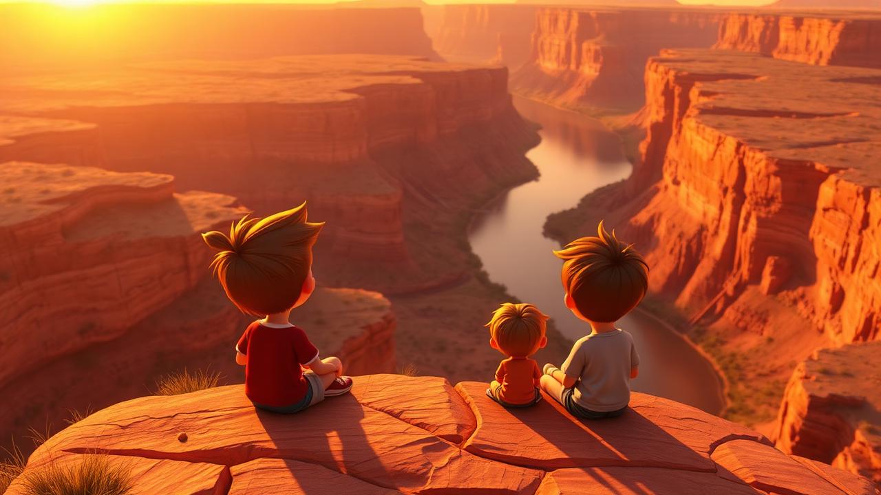 AI cartoon canyon scene
